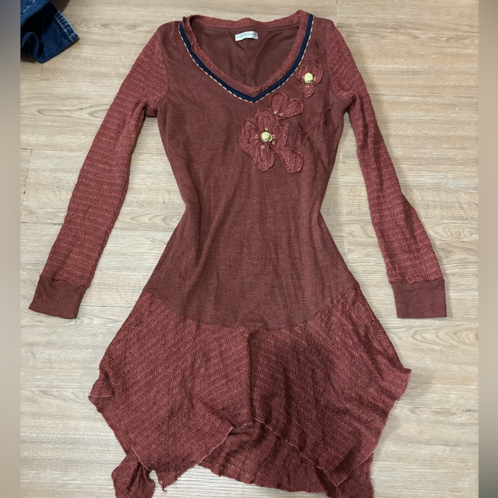 Elegant Brown Floral Women's Dress